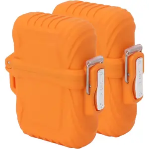 2PCS Lighter Case Duty IP56 Lighter Case for Hiking (Orange)