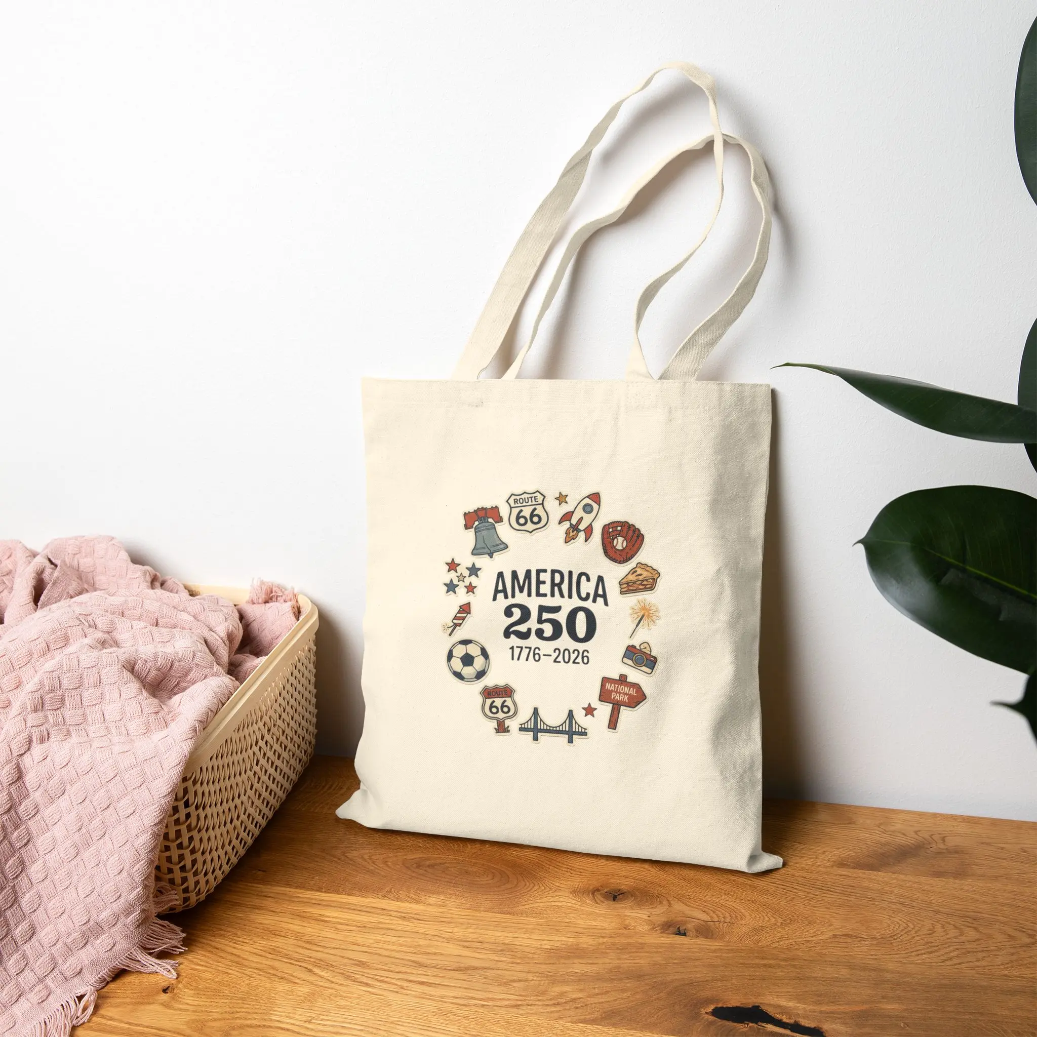 America 250 1776-2026 Tote | 250th Anniversary Patriotic Canvas Tote