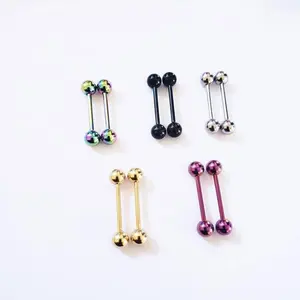 14g Black tongue barbell, nipple ring, nipple barbell nipple jewelry tongue jewelry (2 pieces) Stainless Steel