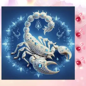 5D DIY Full Drill Round Diamond Painting - Diamond Art Kit Gorgeous Scorpio Mosaic, Canvas - DIY Decor, Home Wall Art, Suitable for Halloween and Christmas, Birthday and Anniversary Gifts