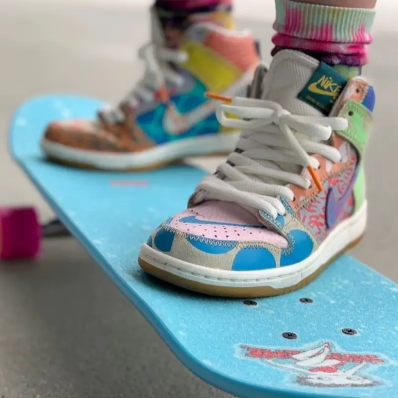 Contrast Print Genuine Leather High Top Skate Sneakers, Multi Block Patch Wear Resistant Rubber Sole Street Daily Couple Retro Shoes