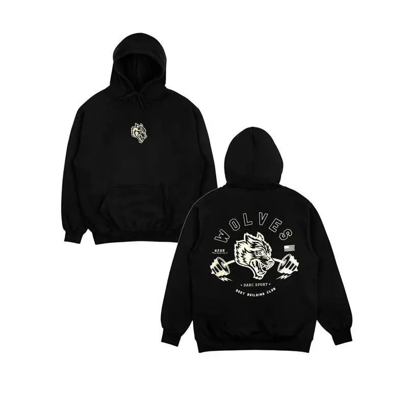 Darc Sport Wolves Gym Hoodie, Premium Fit Gym Hoodie, Men's Gym Hoodie, Sports Hoodie Suitable for Training and Fitness, Gym and Lifestyle, High-Performance Training Hoodie