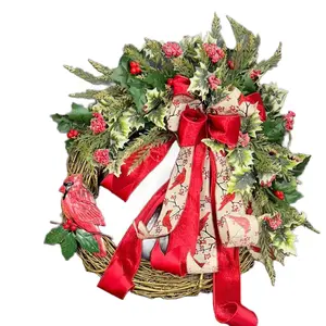 Christmas Cardinal Wreath- 18 Inches in Diameter - Box, Gift Decoration