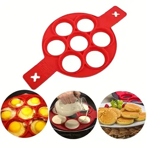 1pcsNon-Stick Silicone Pancake Cake Mold, 4 Grid Round Cooking Tool, Easy Baking and Frying, Kitchen Essential, Mini Pancake Maker