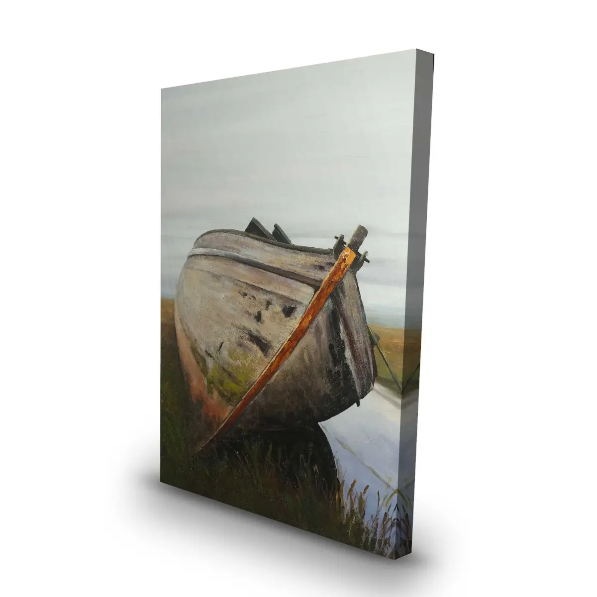 212 MAIN 24x36 in. High-Def Nature Art Print - Old Abandoned Boat in Swamp, Indoor/Outdoor Wall Decoration, Adventure-Themed Decor for Living Room, Bedroom