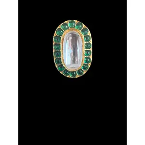DJR63 Oval polki ring- green   ( READY TO SHIP )