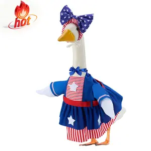 Patriotic Porch Goose Outfits for 23 Inch Lawn Statue 4th of July Costume for Plastic/Cement Statue, Spring Sculpture Clothes for Garden Patio USA 250th Anniversary Decoration