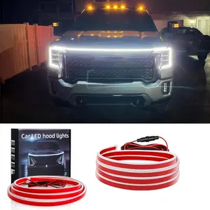 71" Dynamic LED Hood Light Strip,Waterproof Flexible Car Accessories with Startup Scan Effect & Fuse Protector ,Universal Fit for Cars,Trucks/SUVs, Cool White Exterior Lighting Gift for Men