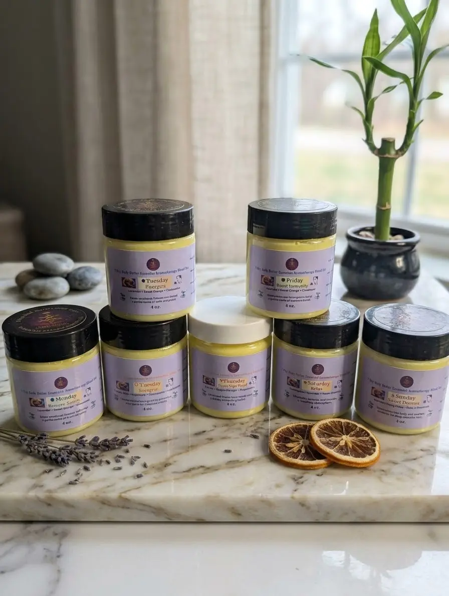7-Day Body Butter Aromatherapy Essential Ritual Set for Skin Moisturization Hydration Mental Wellness Daily Mood Stimulation