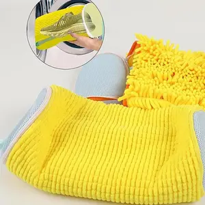 Shoe Washing Machine Bag Reusable Laundry Shoe Bag for Washer and Dryer Durable Chenille Microfiber with 360° deep Cleaning Hidden Zipper Design for Sneakers Tennis Shoes Yellow Blue mesh small ltems size 1-pc set removable storage home room product