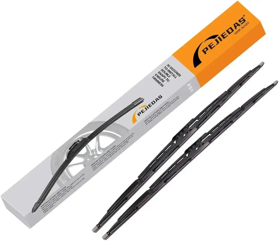 15" Front Windshield Wiper Blades (Pack of 2), Galvanized Steel Frame with Rubber Coating, OEM Quality Auto Replacement Parts, Easy Installation