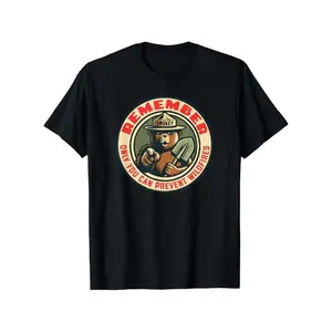 Vintage Smokey Bear "Only You Can Prevent Forest Fires" Graphic T-Shirt Cotton Crew Neck Tee for Men & Women, Retro Casual Short Sleeve Shirt with Unique Art Design, Bear T Shirt