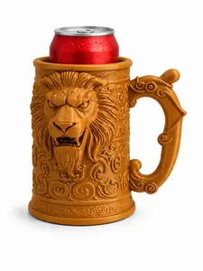 3D Printed Lion Can Holder Mug for Father's Day Gift Custom Soda Sleeve with Handle Desk Decor Gadget Creative Present for Men Dad Boyfriend Birthday Unique Cup Display Stand Do Not Pour Drinks Directly Into Mug