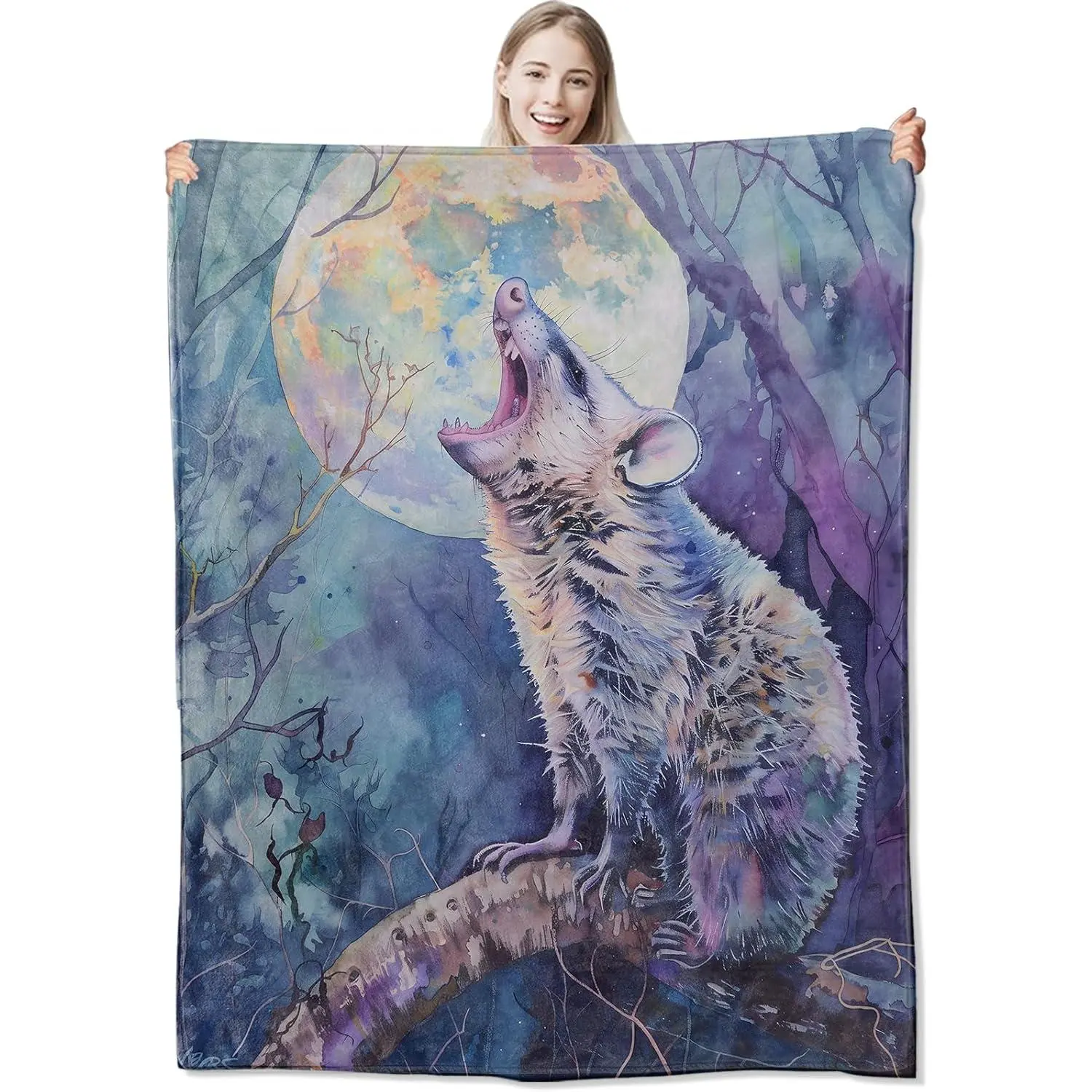 Opossum Blanket - Soft & Cozy Lightweight Flannel Fleece Opossum Throw Blanket Opossum Decor Opossum Gifts for Outdoor and Indoor 60×50IN