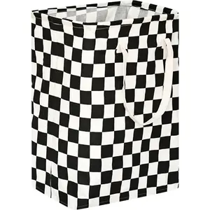 Checkered Laundry Basket Foldable Kids Hamper Storage Bins Women Waterproof Organizer Toy Box Large Canvas for Home/Dorm/Kitchen/Pet/Office/Closet/Shelf/Living Room Decor Baskets