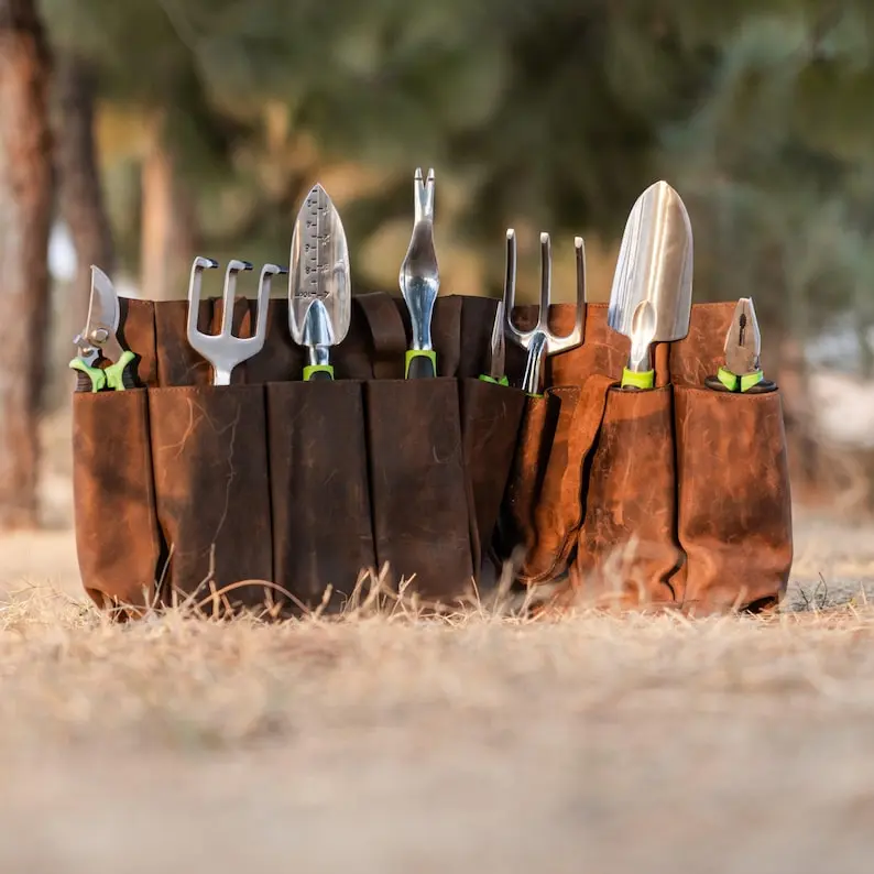 Garden tool bag, Leather gardening bag, Garden tool storage, Leather tool organizer, Garden Tool tote, Garden storage bag, Leather tool tote