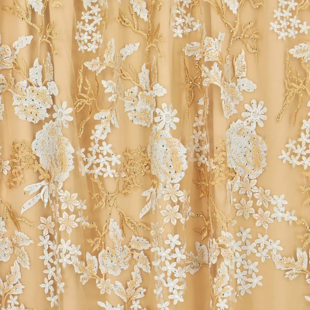 Eve Embroidered Mesh Fabric | Blue Moon Fabrics
