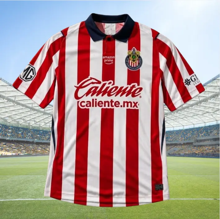 Red Chivas Home Soccer Shirt 26-27, Quick-Dry Short Sleeve Soccer Jersey, Breathable Game Day Sports Top, Liga MX Fan Gear