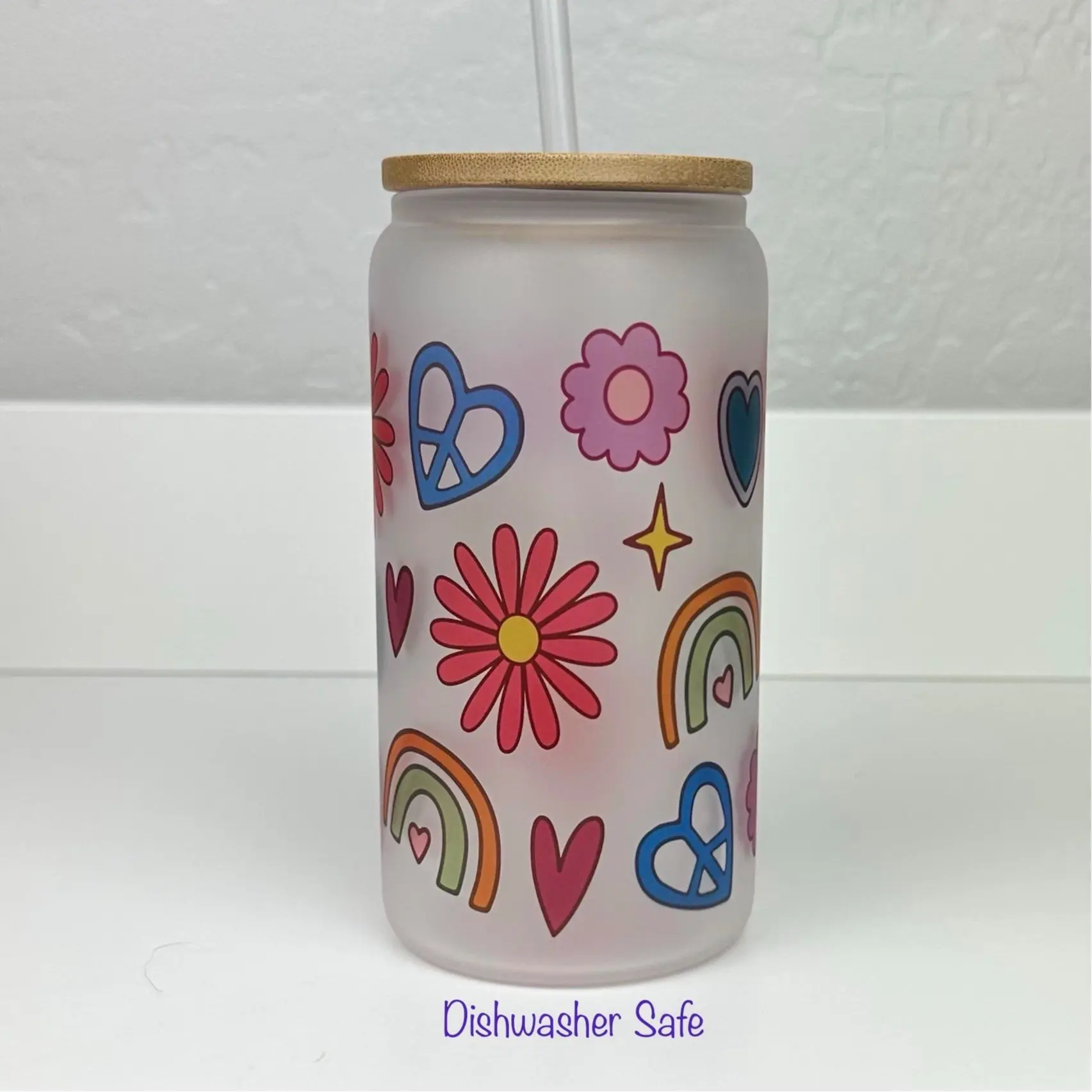 Doodles Glass Cup | 16 oz | Sublimation | Dishwasher Safe | Beer Can cup  | Iced Coffee cup