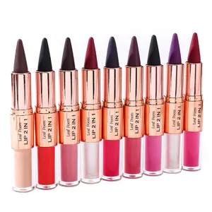 Dual-ended two-in-one lipstick and lip liner, matte non-stick cup non-fading pearlescent lip gloss, long-lasting matte lipstick