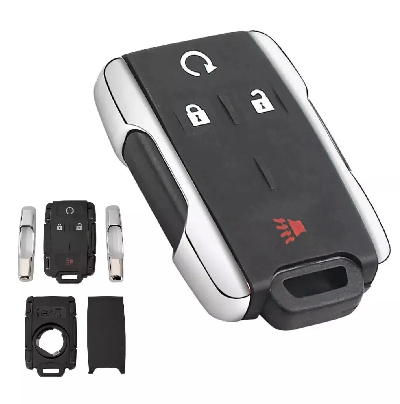4 Button Remote Keyless Entry Fob Shell Replacement for Chevrolet Silverado, Colorado, Suburban, Tahoe 2014 - 2021 PN: 13577770, 84540865 (No Electronics or Circuit Board are Included.)