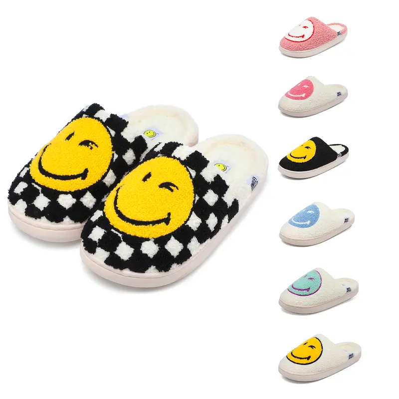 SMILEYWORLD Smiley Slippers for Women & Men | Soft Plush Indoor Outdoor Slides Shoe Footwear Flipflop Girl