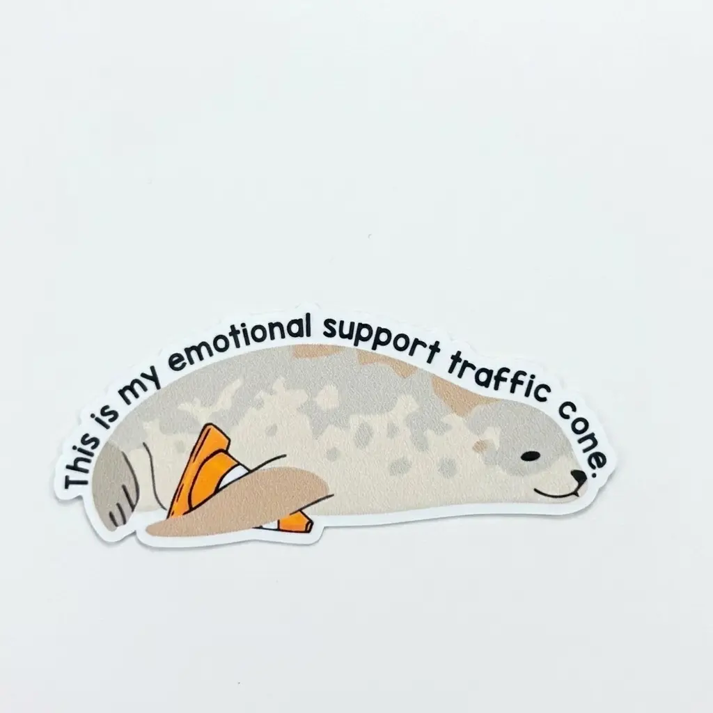 Neil the Seal Surf Sticker Funny Meme, Cute Surfing Seal Sticker, Emotional Support Traffic Cone, Teenage Aesthetic Sticker, Waterproof Vinyl Decal for Laptop Water Bottle Car Gift