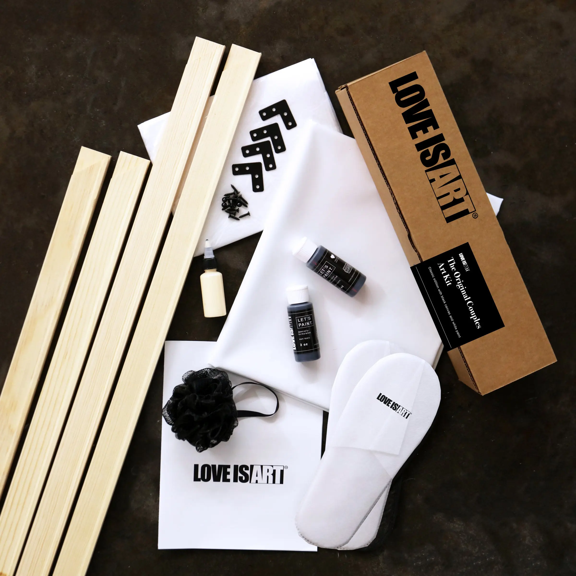Artistic Couples Wall Art Kit - Wall-Ready Edition with Original Painting Supplies and Stretcher Bar Set, Home Decor Gift for Couple