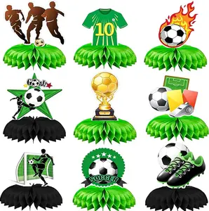 9 Pcs Soccer Birthday Party Decorations Soccer Ball Honeycomb Centerpieces 3D Football Soccer Theme Centerpieces Theme Party Table Topper Soccer Decorations Party Supplies for Boys Kids Birthday Party