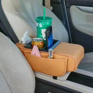 Advanced car Napa leather armrest box protective pad, universal function design for both driver and passenger, storage bracket, one box of multi car accessories