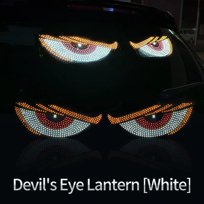 Car LED Evil Eye Expression Light, USB Wiring-Free Vehicle Animated Eye Mood Lamp, Cool Car Dashboard Interior Decor Atmosphere Light