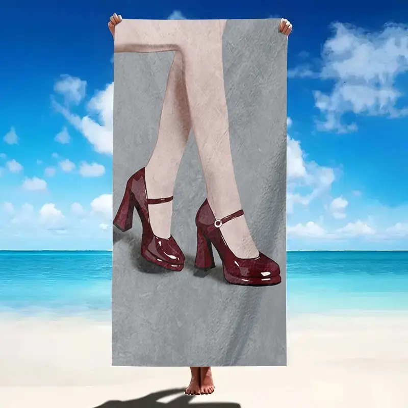 Mary Jane High Heeled Beach Towel, Soft Ultra Absorbent Microfiber, Lightweight, Ideal for Beach, Party, Travel, Camping