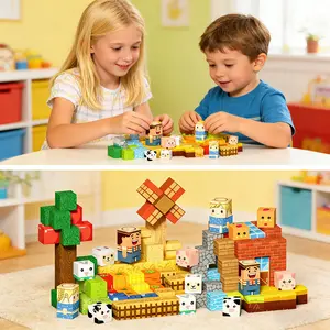 100pcs/150pcs Magnetic Building Blocks Puzzle, Happy Farm Animal Construction Set, Suitable for 4-8 Year Old Boys Girls, Stem Education Toy