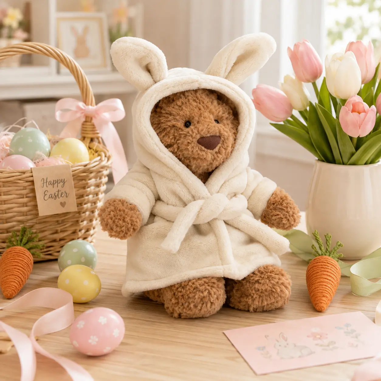 Jellycat Bartholomew Bear Bunny Robe Plush – Soft Teddy Bear in Cute Bunny Bathrobe, Cozy Stuffed Animal & Gift for Bear Lovers