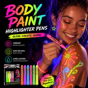 UV Glow Crayons, Glow-in-the-Dark Face Paint, Water-Soluble Halloween Face Paint