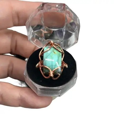 Crystal Ring, handcrafted, everyday wear, pure copper/tarnish resistant copper mix, fixed size (adjustable upon request), DM your size or include in notes