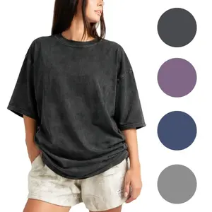 Women’s Vintage Washed Oversized Tee Short Sleeve Crew Neck Loose Casual T-Shirt Soft Comfy Basic Top Streetwear Summer Outfit for Girls