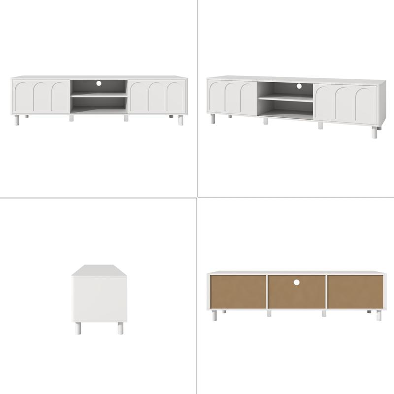 Giratree TV Stand for TVs up to 70'', Entertainment Center with Large Storage for Living Room, Media Console with Sliding Doors and Adjustable Shelves, Modern TV Cabinet for Game Consoles and Decor