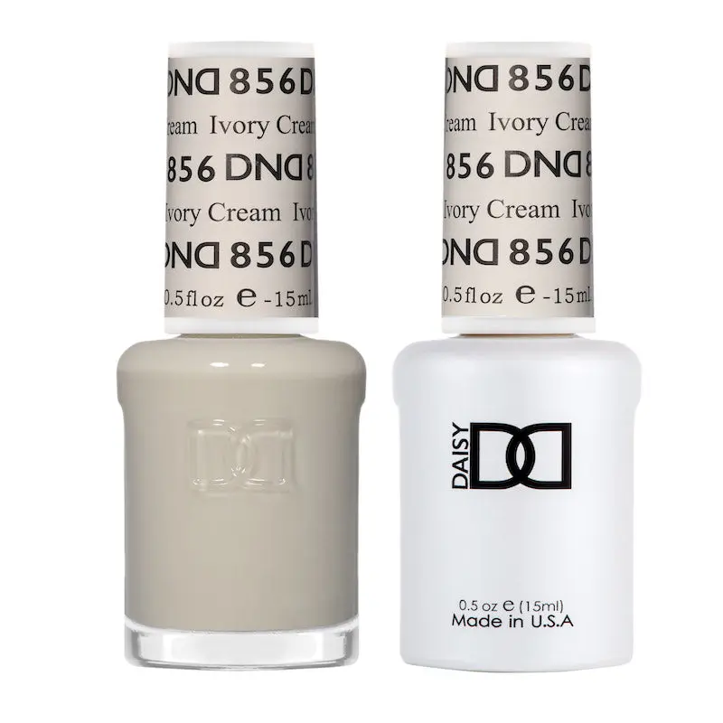 DAISY DND 2-Bottle Nail Art Duo Set - #856 Ivory Cream Gel Polish & Regular Polish, Tetrahydrofurfuryl Methacrylate, Bis-Hema Poly (1), With Base, UV Cure & Air Dry Functions