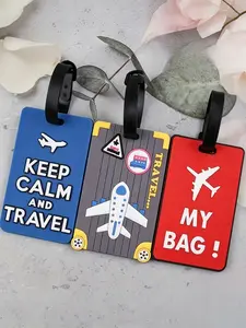 Creative PVC Soft Rubber Luggage Tag, 3 Counts/set Random Color Multi-function Anti-lost Name Address Id Card Holder, Identification Badge for Travel, Office Stationery & Supplies
