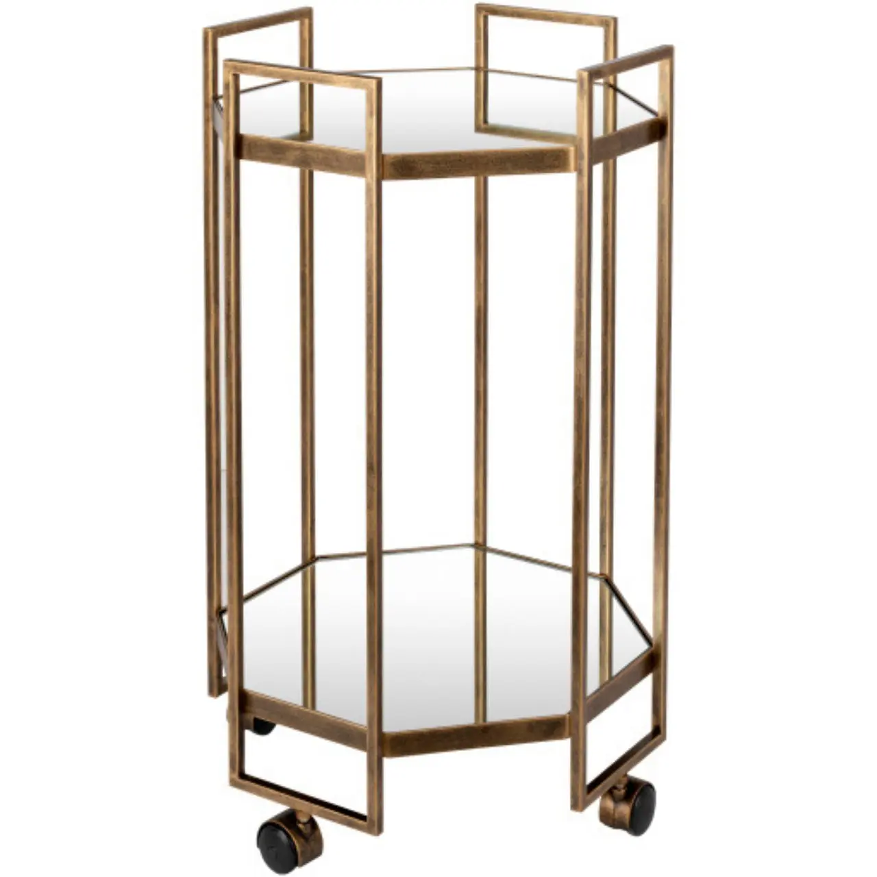 Octagon Brass Bar Cart