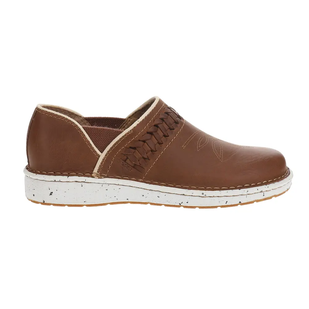 Justin Boots Womens Poly Embroidered Slip On Flats Casual - Brown