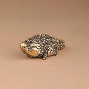 cute fat copper alligator statue, creative desktop ornament, home decor for bedroom, office, bookshelf, wine cabinet, living room decor, decoration items