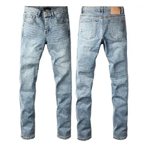 Jeans brand Jeans Men's Jeans Casual Comfort Holes Fashionable Straight Skinny Slim Fit Jeans, Ripped Stretch Jeans Denim Pants