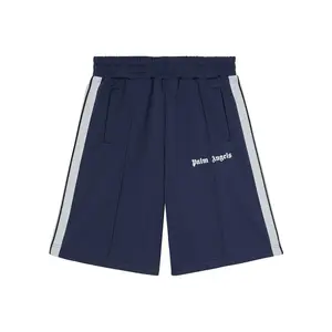 Palm Angels Logo Print Track Shorts Navy Blue/White (men) by StockX