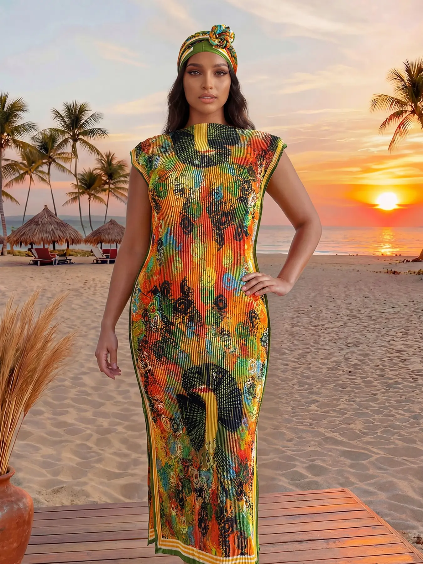 Peacock Print Casual Set with Slim-Fitting Maxi Dress and Scarf, Stylish  Beach Cover-Up for All Seasons, Trendy Women's Beach Outdoor Wear - TikTok  Shop