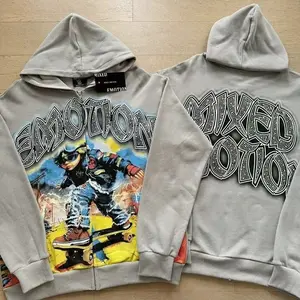 New sweater skateboard kids hot diamond letter print high street loose cardigan hooded jacket