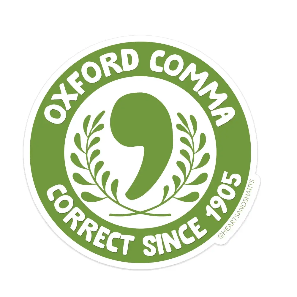 OXFORD COMMA 3X3 ILLUSTRATED VINYL STICKER - NO AI