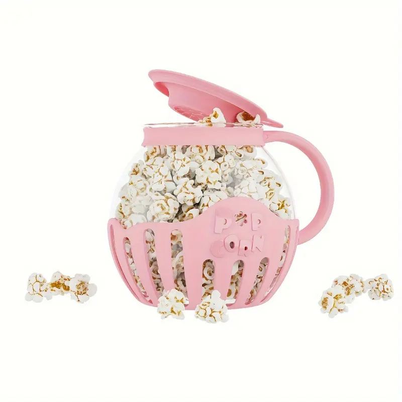 2, 25qt Microwave Micro-Pop Popcorn Popper Borosilicate Glass Round Microwave Popcorn Popper for Microwave Use Hot Air Popcorn