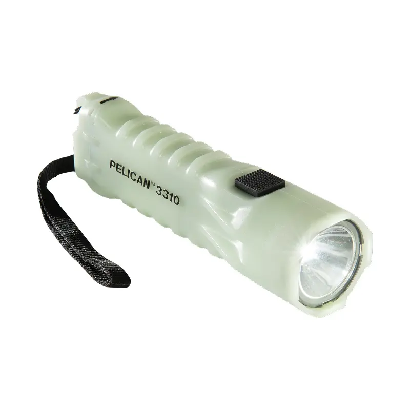 Pelican 3310PL Photoluminescent LED Flashlight, Compact AA Camping Light with Lanyard, 378 Lumens, IPX8 Ingress Protected, Glow in the Dark, Highly Visible in Pitch Black, 202-Hour Run Time, Outdoor Hiking Gear, Emergency Aid, Unisex, Batteries Included,